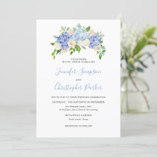 Cartes Faire-part de mariage Hydrangea Blue Waterc