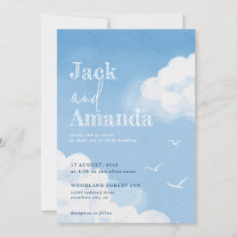 Cartes Faire-part de mariage Sky Watercolor bleu c