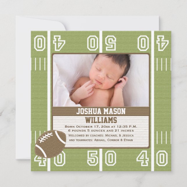 Cartes Faire-part de naissance photo de football (Devant)