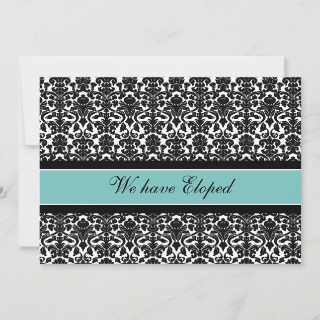Cartes Faire-part turquoises Damask Elopement (Devant)