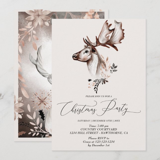 Cartes Festives de Noël Animal d'hiver (Devant / Derrière)