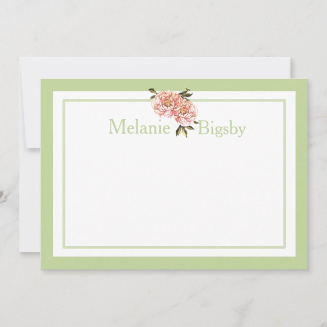 Cartes fixes personnalisées Pink Green Floral (Devant)