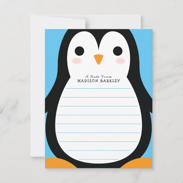 Cartes fixes pour enfants Penguin Cute Flat (Devant)