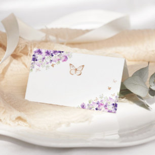 Cartes fleurs sauvages de papillon violet d'or