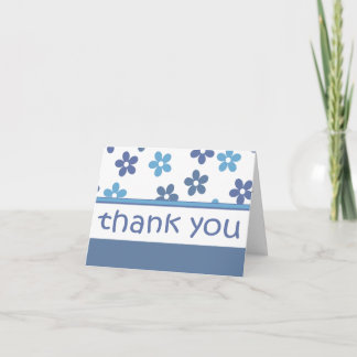 Cartes florales bleu-clair de "Merci" de motif