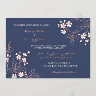 Cartes florales bleues de corail de faire-part de