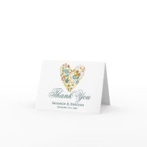 Cartes florales de Merci de mariage de automne de