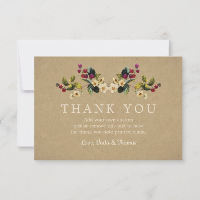 Cartes florales de Merci de pays (Devant)