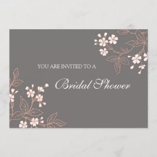 Cartes florales grises de corail d'invitation de