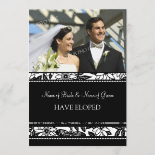 Cartes florales noires de faire-part de fugue de