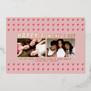 Cartes Galentine`s Day Friends 2 Photo à coeurs ro