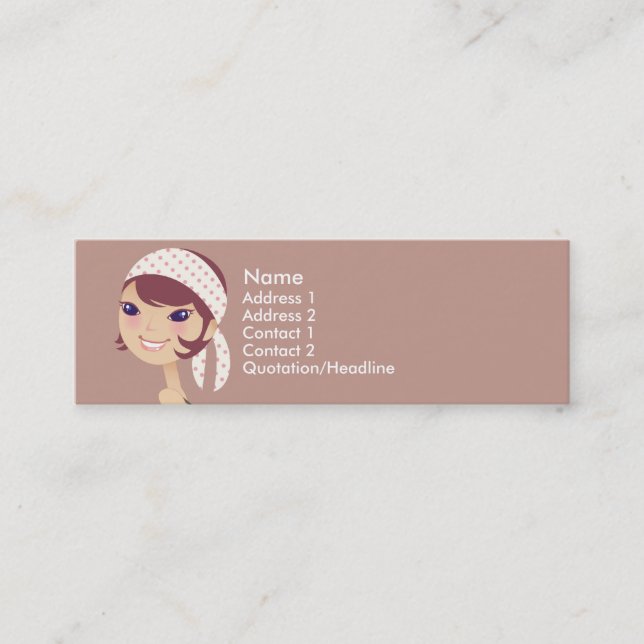 Cartes Girly de profil de fille (Devant)