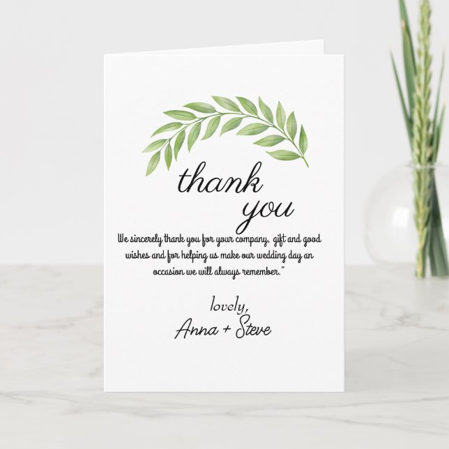 Cartes Greenery Merci, Editable Merci Cartes (Devant)