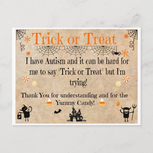 Cartes Halloween sensibilisation sur l'autisme (Devant)