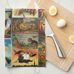 Cartes Halloween vintage Collage Serviette de cuis
