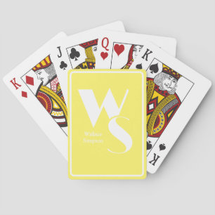 Cartes Initiales Monogrammes Nom Jaune Blanc Jeu de Table
