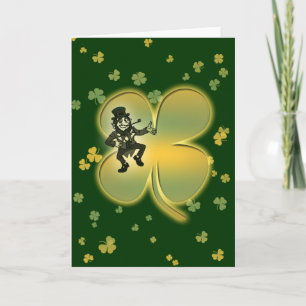 Cartes irlandaises de shamrocks de chance de lutin