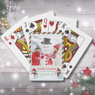 Cartes Jeu de photo de Noël Bonhomme de neige Fêtes