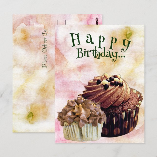 Cartes Joyeux Anniversaire Cupcakes| Carte postale (Devant / Derrière)