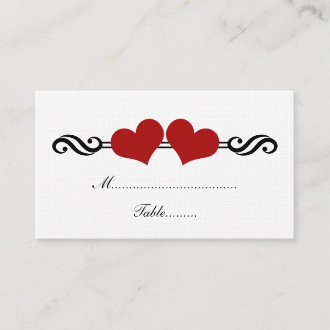 Cartes Mariage Coeurs Élégantes, Rouge (Devant)