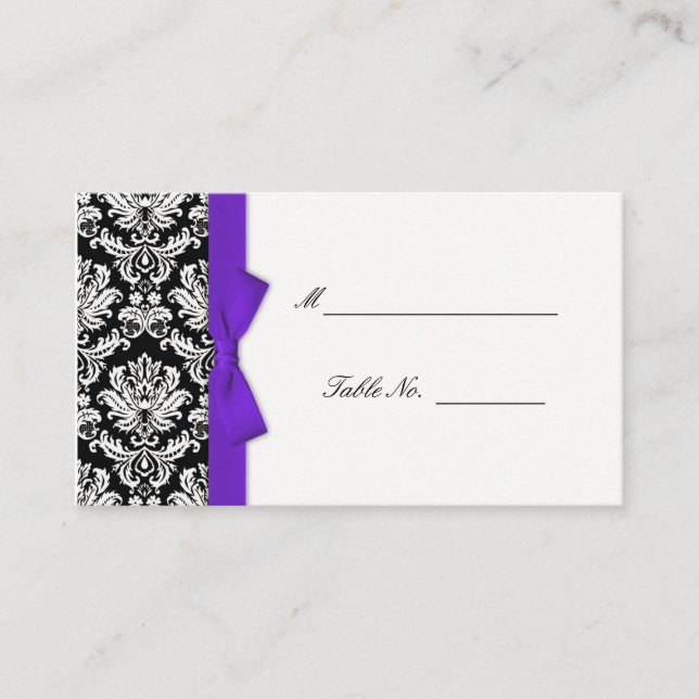 Cartes Mariage damassé Bow Violet (Devant)