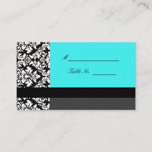 Cartes Mariage damassé Turquoise