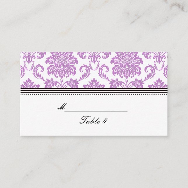 Cartes Mariage damassé violettes (Devant)