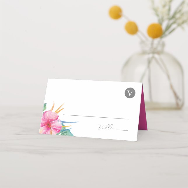 Cartes mariages Cartes de Place Tropical Rose Fleu (Devant)