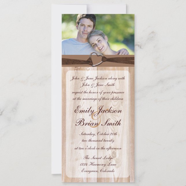 Cartes mariages en rack personnalisables en bois r (Devant)