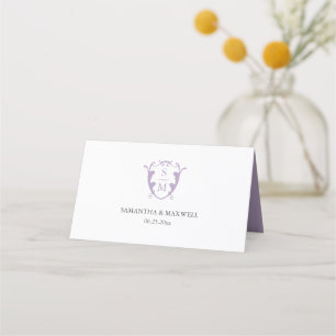 Cartes mariages Monogram Crest Lilac