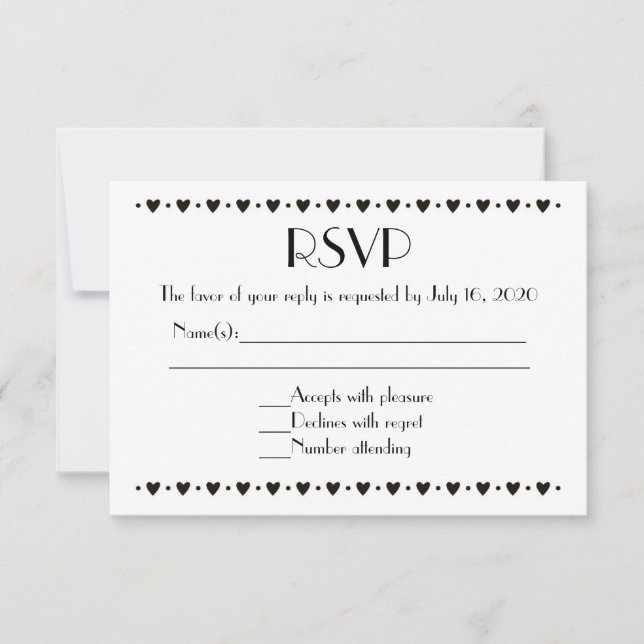 Cartes mariages RSVP en noir simple (Devant)