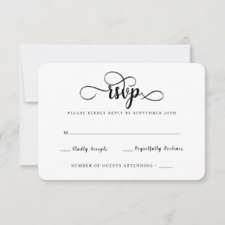 Cartes modernes de mariage noir et blanc RSVP