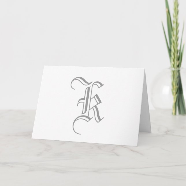 Cartes Monogram K pour Mariage gris blanc (Devant)