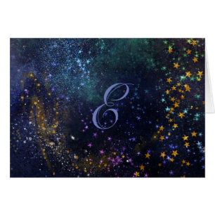 Cartes Monogrammes de notes de script - Nuit étoil