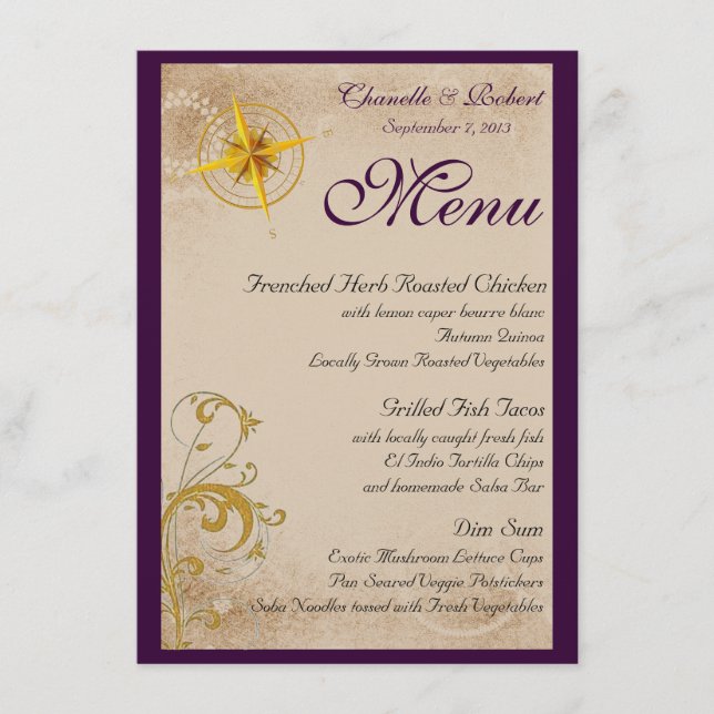 Cartes nautiques vintages de menu (Devant)