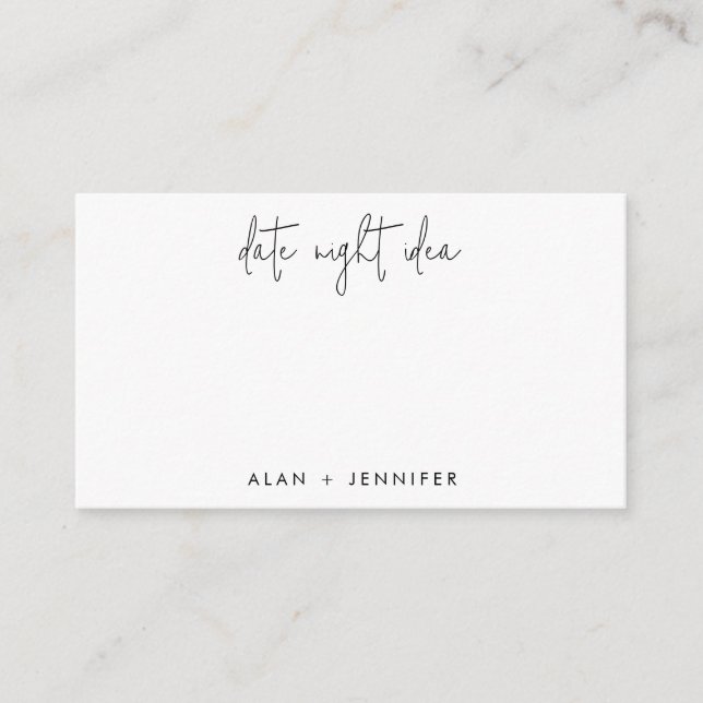 Cartes noir et blanc d'idées de soirée en amoureux (Devant)