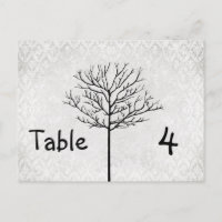 Cartes Numéro de table Arbre Arbre Argent Damas