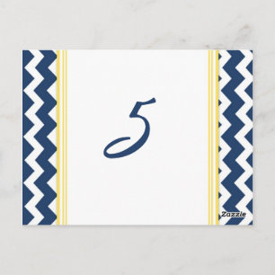 Cartes Numéro de Table mariage Citron Bleu Chevron