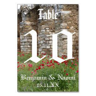 Cartes Numéro de Table Mariage du château