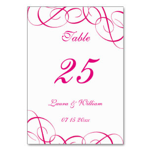 Cartes Numéro de table mariage   Fuchsia