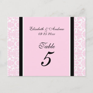 Cartes Numéro De Table mariage Rose Damask
