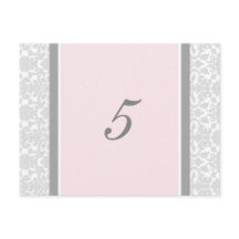 Cartes Numéro De Table mariage Rose Grey Damask