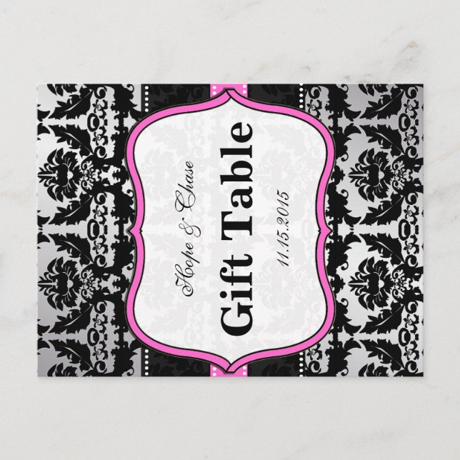 Cartes Numéro de tableau en argent rose et en Dama (Devant)