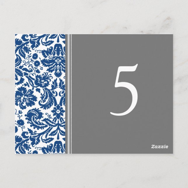 Cartes Numéro de tableau mariage gris bleu (Dos)