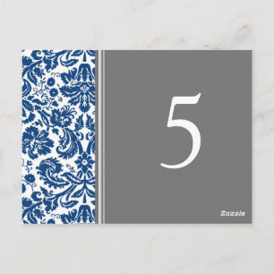 Cartes Numéro de tableau mariage Gris Bleu