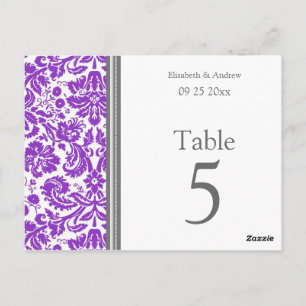 Cartes Numéro de tableau mariage Gris Violet