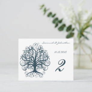 Cartes Numéro de tableau turquoise Blue Swirl Tree