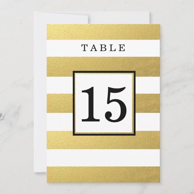 CARTES NUMÉROS DE TABLE POUR MARIAGE EN OR CHIC (Devant)