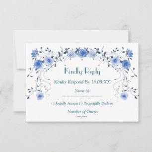 Cartes numérotées de table à motif floral bleu rom
