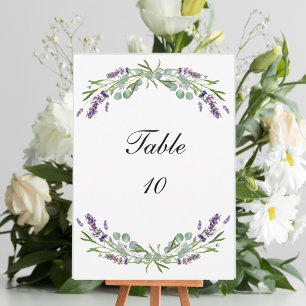 Cartes numérotées de table de mariage à la lavande